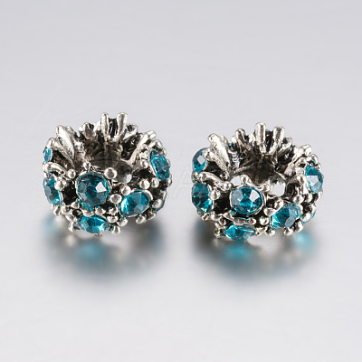 Tibetan Style Alloy Rhinestone European Beads PALLOY-F200-04I-1