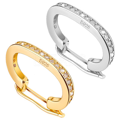 2Pcs 2 Colors Rhodium Plated 925 Sterling Silver Micro Pave Clear Cubic Zirconia Twister Clasps FIND-PH0018-35A-1