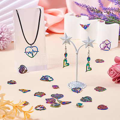 24Pcs 12 Style Rainbow Color Alloy Pendants FIND-TA0003-91-1