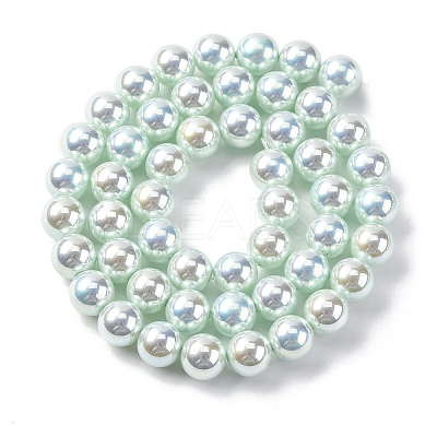 UV Plating Pearlized Glass Pearl Beads Strands GLAA-F128-01B-T13-1