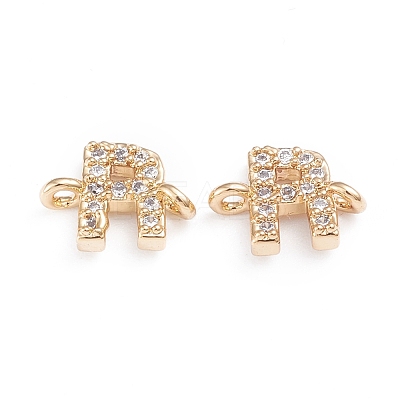 Brass Micro Pave Cubic Zirconia Letter Links X-ZIRC-I042-16G-R-1