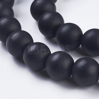Synthetic Black Stone Bead Strands G-R345-10mm-38-1-1