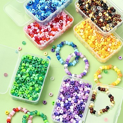 480Pcs 6 Colors Opaque & Transparent Plastic Beads KY-YW0001-75A-1