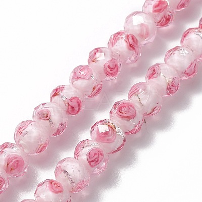 Handmade Silver Foil Glass Lampwork Beads Strands LAMP-R141-8mm-14-1