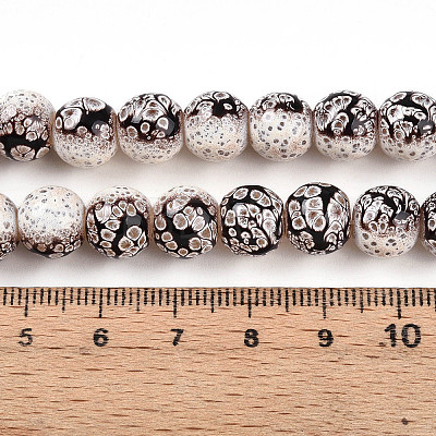 Transparent Baking Paint Glass Beads Strands DGLA-N009-10mm-08-1