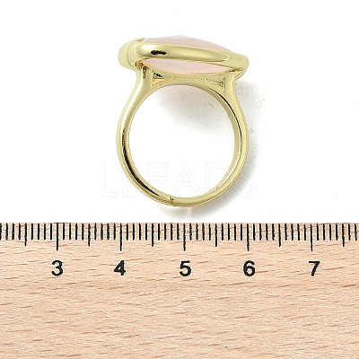 Heart Brass Natural Rose Quartz Finger Rings X-RJEW-D304-01G-B-1