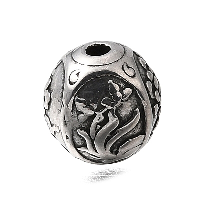 Engraved 304 Stainless Steel Beads STAS-H263-17AS-05-1
