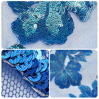 2 Sets Flower Polyster Embroidery Ornaments Accessories DIY-GF0005-70A-1