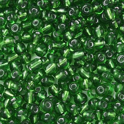 6/0 Round Silver Lined Round Hole Glass Seed Beads X-SEED-A005-4mm-27-1
