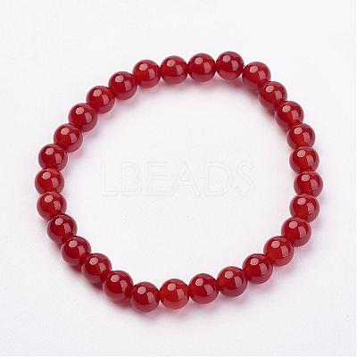 Natural Carnelian(Dyed) Stretch Bracelets G-N0264-08-1