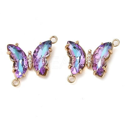 Brass Pave Faceted Glass Connector Charms FIND-Z020-04G-1