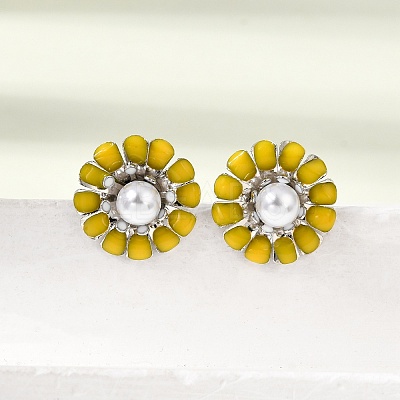 Brass Enamel Stud Earrings KK-CBA8324-27P-02-1