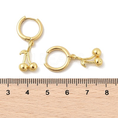 Brass Cherry Hoop Earrings EJEW-M077-19G-03-1