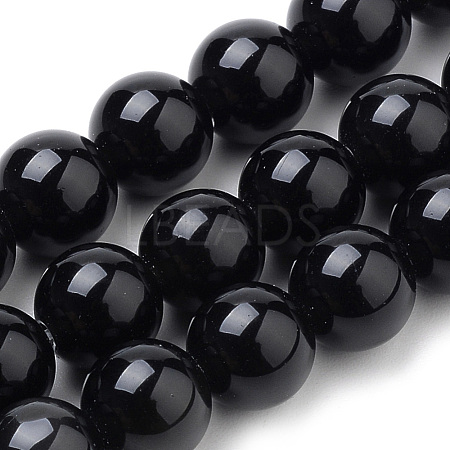 Natural Black Onyx Beads Strands G-S259-19-6mm-1