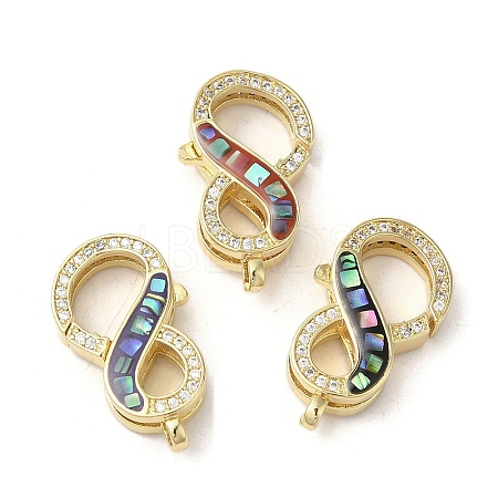 Brass Micro Pave Cubic Zirconia Lobster Claw Clasps KK-K385-010G-1