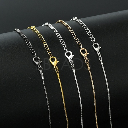 5Pcs 5 Colors Brass Square Snake Chain Necklace Making MAK-YW0001-24-1