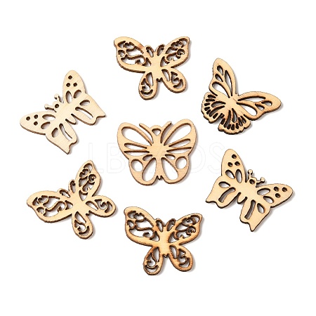 50Pcs Hollow Unfinished Wood Butterfly Shaped Cutouts Ornament WOCR-PW0003-07-1