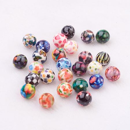 Spray Painted Resin Beads GLAA-F049-A-1