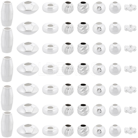 80Pcs 8 Styles 925 Sterling Silver Beads STER-BBC0008-87-1