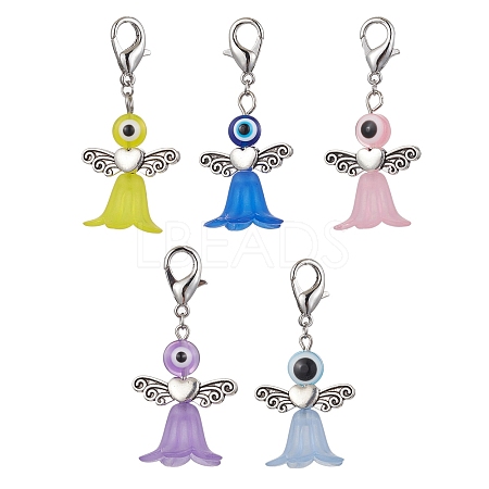 Acrylic & Resin Evil Eye Angel Pendant Decorations HJEW-JM01521-1