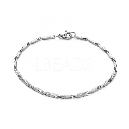 Tarnish Resistant Unisex 304 Stainless Steel Bar Link Chain Bracelets BJEW-L637-38A-P-1