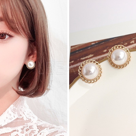 Alloy Imitation Pearl Stud Earrings for Women WG29476-34-1