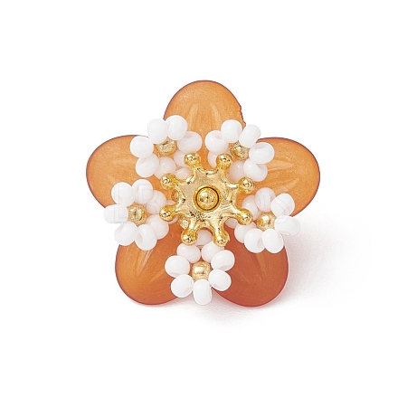 Glass Seed Beaded Flower Pendants PALLOY-MZ01128-02-1