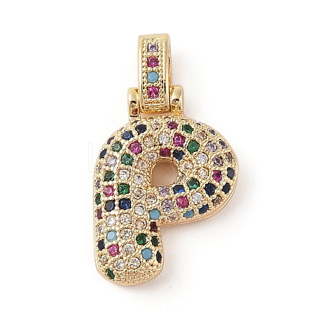 Brass Micro Pave Cubic Zirconia Pendants ZIRC-P121-01G-P-1