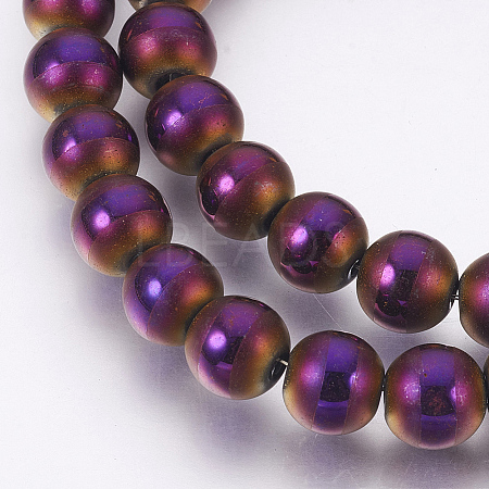 Electroplate Non-Magnetic Synthetic Hematite Beads Strands G-F585-C03-8mm-1