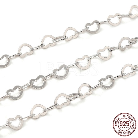 Anti-Tarnish Rhodium Plated 925 Sterling Silver Heart Link Chains STER-NH0001-28B-P-1