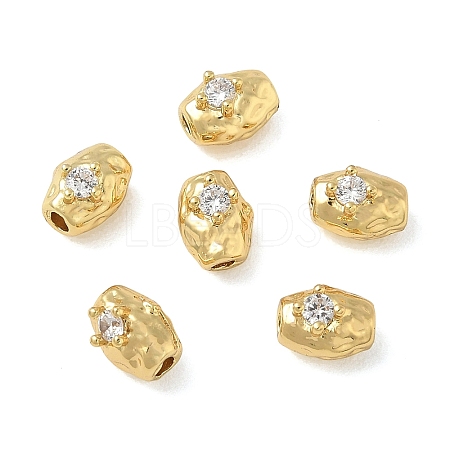 Brass Micro Pave Clear Cubic Zirconia Beads CU-CBAC675-08G-1