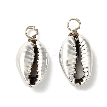 Electroplated Shell Beads Pendants PALLOY-JF01002-02-1