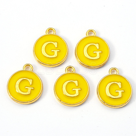 Golden Plated Alloy Enamel Charms ENAM-S118-09G-1