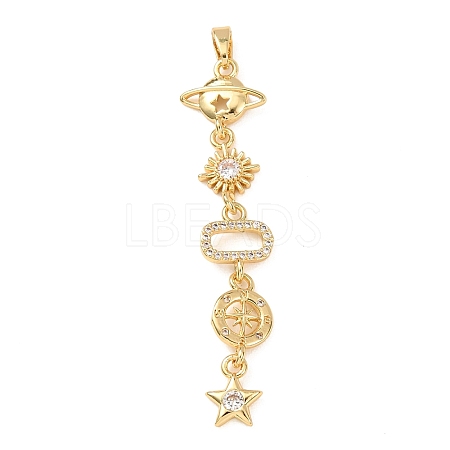 Tassel Brass Micro Pave Clear Cubic Zirconia Big Pendants KK-L271-01G-09-1