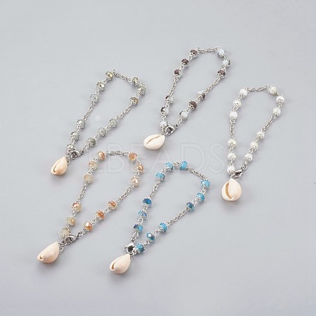 Glass Beads Charm Bracelets BJEW-JB04055-1