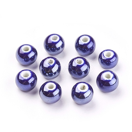 Glazed Porcelain Beads PORC-D001-10mm-14-1