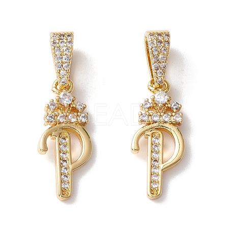 Eco-Friendly Brass Micro Pave Cubic Zirconia Pendants KK-K265-01G-P-1