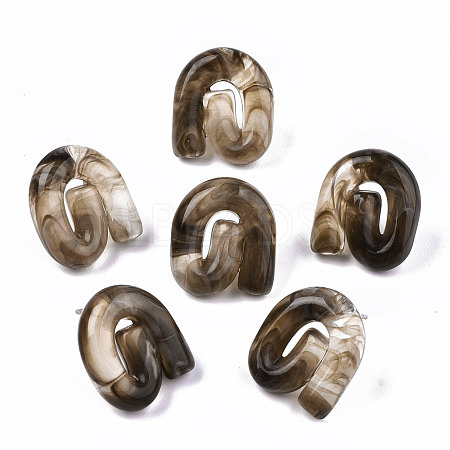 Transparent Resin Stud Earrings EJEW-T012-01-B01-1
