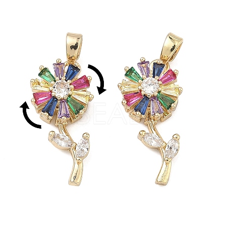 Brass Micro Pave Cubic Zirconia Rotatable Pendants KK-A287-11D-G-1