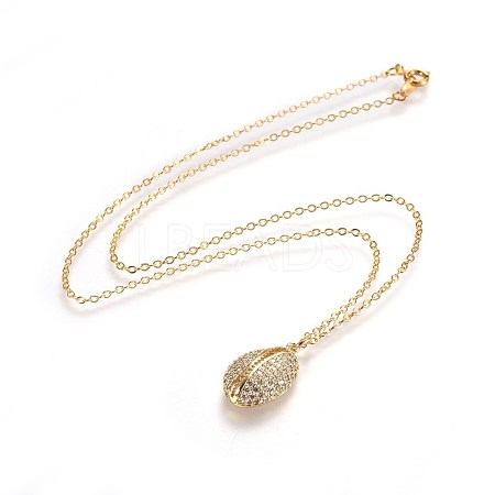 Brass Micro Pave Cubic Zirconia Pendant Necklaces NJEW-JN02313-1