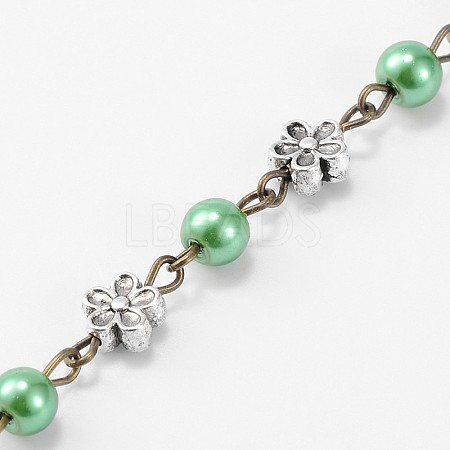 Handmade Round Glass Pearl Beads Chains for Necklaces Bracelets Making X-AJEW-JB00074-05-1