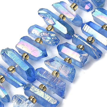 Electroplated Natural Quartz Crystal Beads Strands G-F800-F14-1