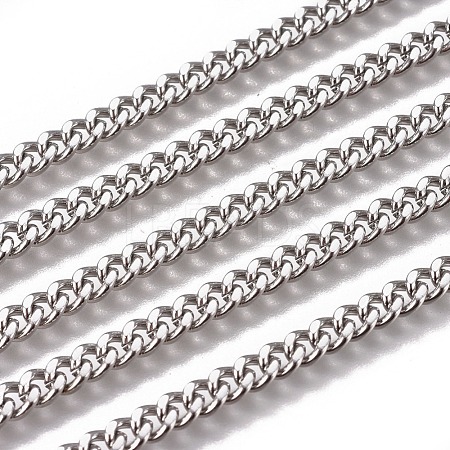 Handmade 304 Stainless Steel Curb Chains STAS-F229-06C-P-1