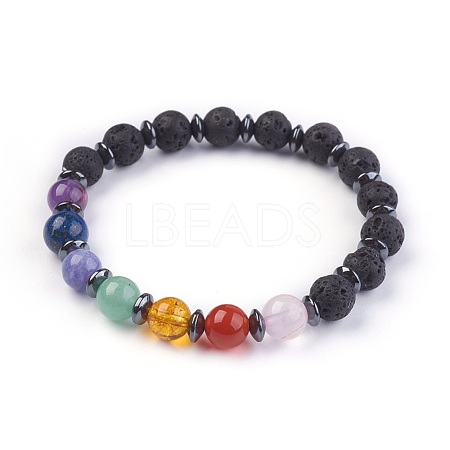 Natural Mixed Stone Stretch Bracelets BJEW-JB03945-02-1