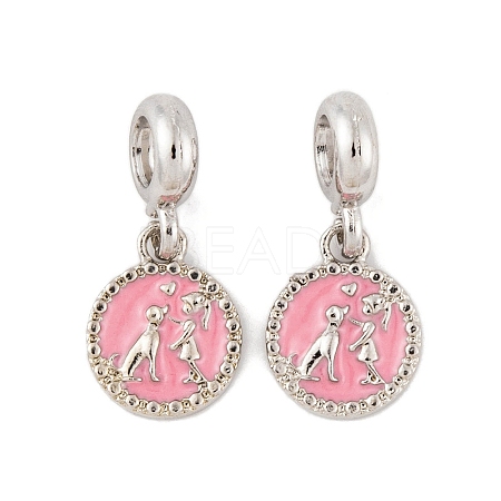 Rack Plating Alloy Pink Enamel European Dangle Charms FIND-C055-15P-1