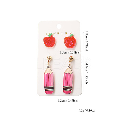 2 Pairs Back-to-school Acrylic Stud Earrings FS-WGAA197-05-1