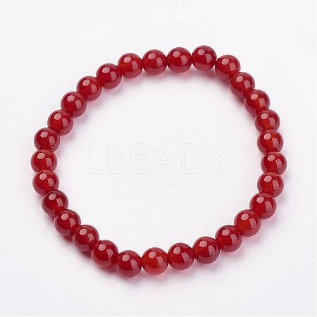 Natural Carnelian(Dyed) Stretch Bracelets G-N0264-08-1