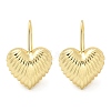 Textured Heart Brass Dangle Earrings EJEW-B132-04G-4