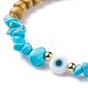 Natural Wood & Synthetic Howlite Chips Stretch Bracelet with Lampwork Evil Eye BJEW-JB08148-4
