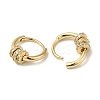 Triple Rings Brass Micro Pave Clear Cubic Zirconia Huggie Hoop Earrings for Women EJEW-C097-11G-2